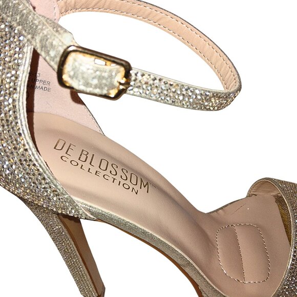 DE BLOSSOM COLLECTION CHAMPAGNE SHIMMER PLATFORM HIGH HEELS - SIZE 7.5 - Picture 5 of 9